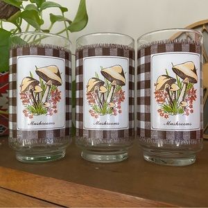 Set of 3 Vintage Mushroom 🍄 Glasses